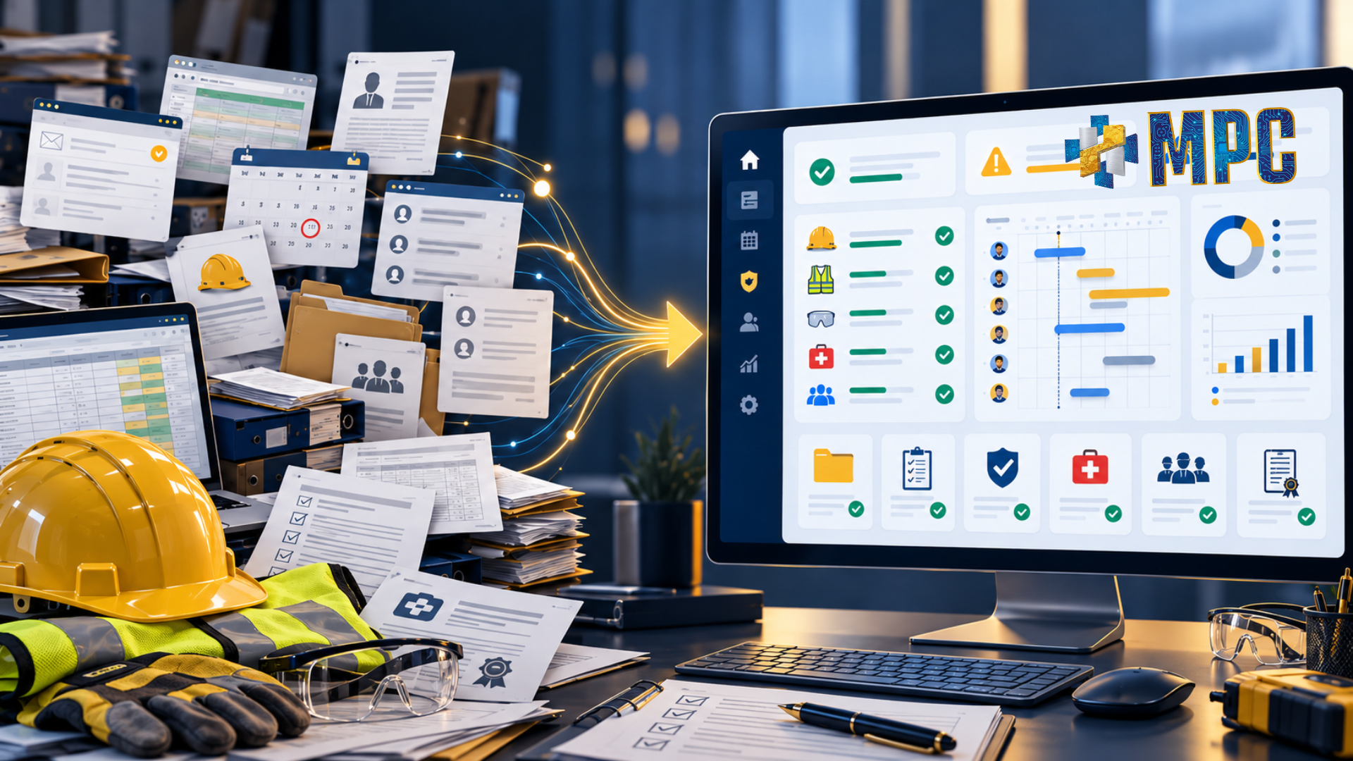 Dashboard per la digitalizzazione della sicurezza sul lavoro con scadenze, documenti, alert ed evidenze